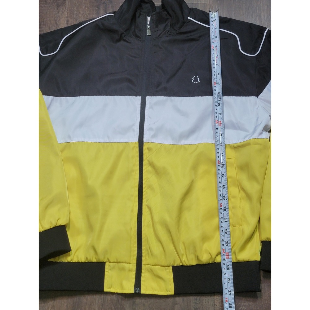 Snapchat Black White Yellow Colorblock Track‎ Jacket Zip Up Logo Size L
